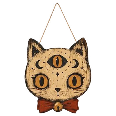 Halloween Decor Halloween Wooden Hanging Sign Vintage Blacks Cats Wall Ornament Rustics Door Hanger Spooky Home Wall Decor Halloween Party Front Door Decoration