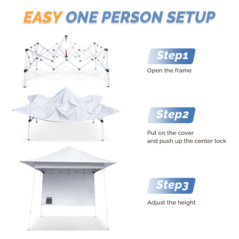 8 Ft. X 8 Ft. White Pop-Up Canopy With Extended Eaves