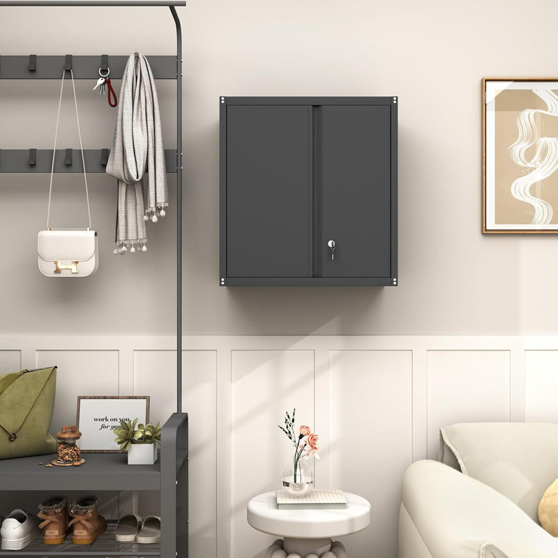 Armoire de rangement murale, P 13,78 po x l 25,98 po x H 27,95 po, Noir, noir, noir, noir