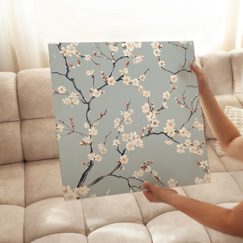 «Botanical Sakura Cherry Blossom Tree», reproduction d'art asiatique sans cadre, H 28 po x l 28 po