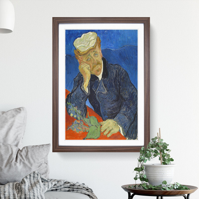 Dr Paul Gachet by Vincent Van Gogh - Picture Frame Painting, 48cm H x 36cm W x 2cm D, Walnut Framed
