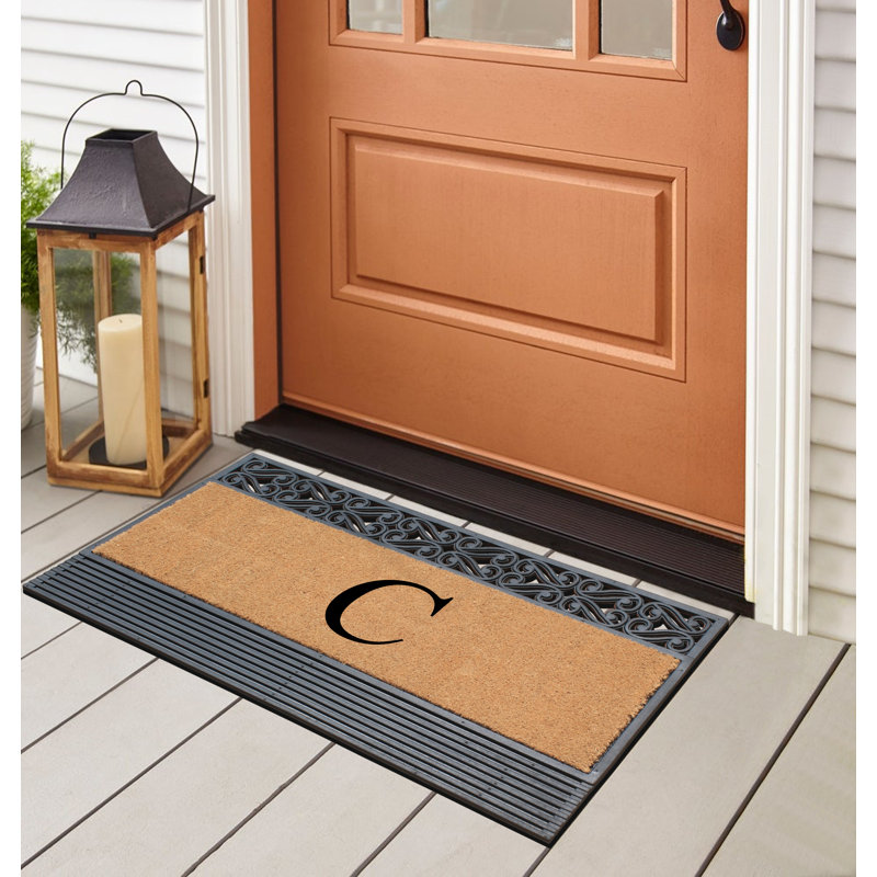 Paillasson en caoutchouc naturel et coco 24 x 36 pour porte d'entrée, paillasson durable traité anti-perte, C