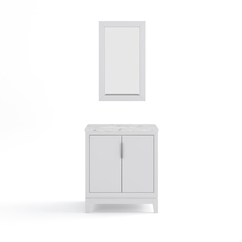 Elizabeth 30" Single Bathroom Vanity Set with Mirror, Pure White