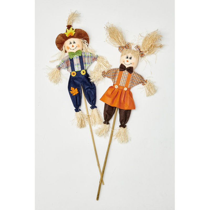 36" Harvest Scarecrow on Stick, Set of 2