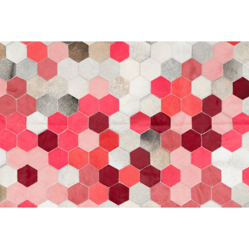 Angulo Cowhide Geometric Area Rug, Rectangle 4'6" x 5'9"