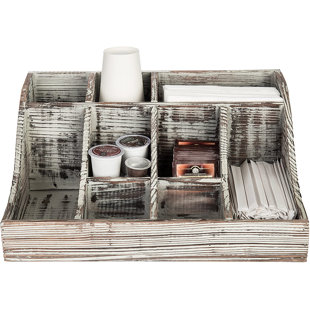 The Lakeside Collection Galvanized Metal Coffee Mug and Cup Holder with  Storage Tray - Bronze