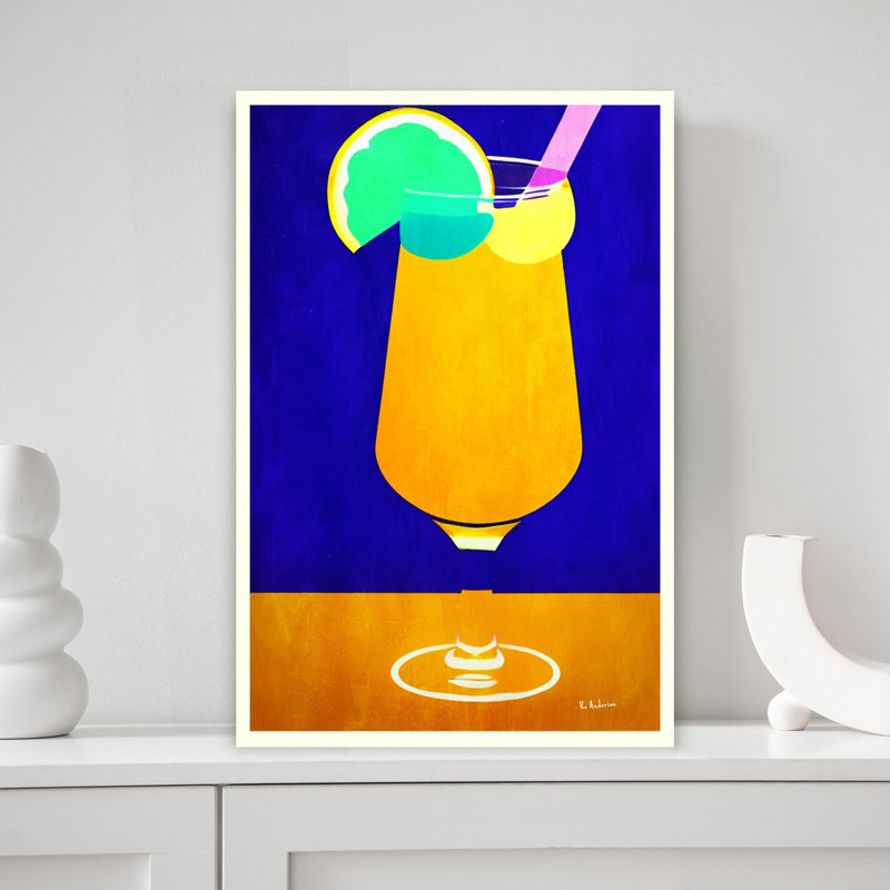«Vibrant Summer Cocktail», art mural coloré contemporain, H 18 po x l 12 po