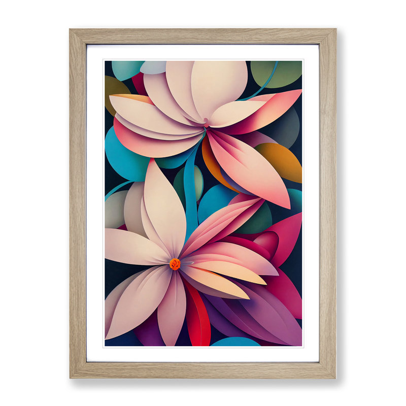 The Cosmopolitan Flowers Abstract - Framed Print, 64cm H x 46cm W x 2cm D, Oak Framed