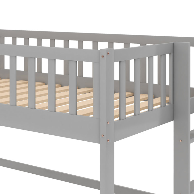 Lit mezzanine simple simple avec échelle et toboggan, gris (ANCIEN SKU: WF196418AAE), Gris