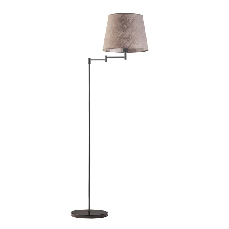 Askegard 165cm Swing Arm Floor Lamp, Grey Melange Concrete, Black