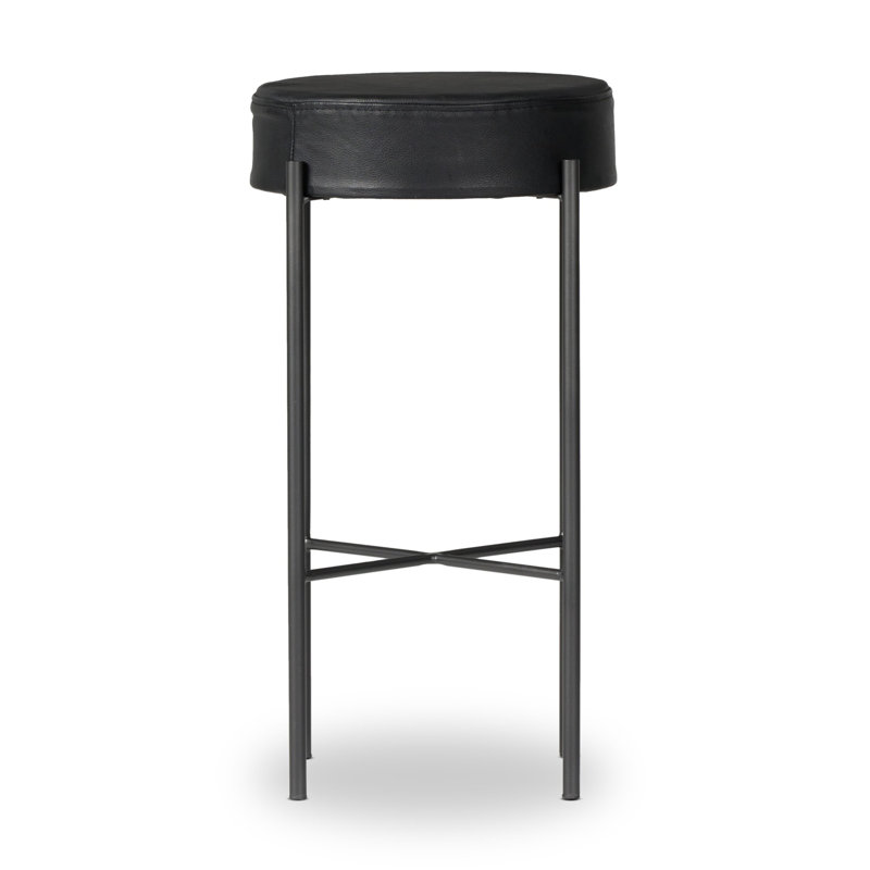 Nocona Upholstered Bar Stool, Black/Leather, Bar Stool (30" Seat Height)