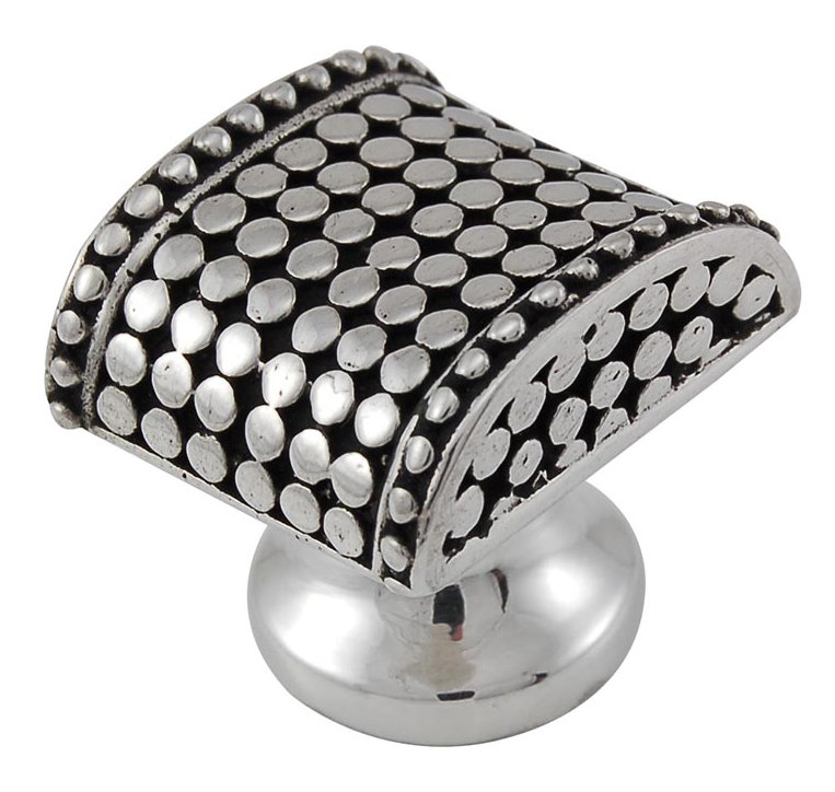 Tiziano Geometric Knob, 1" H x 1" W x 0.875" D, Antique Silver