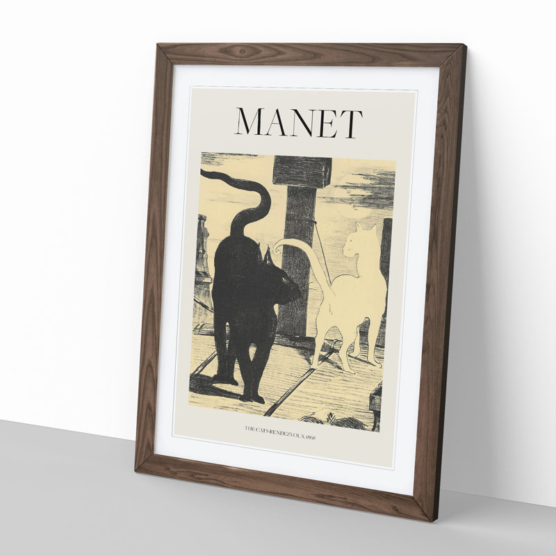 The Cats Rendezvous Vol.1 by Edouard Manet - Picture Frame Painting, Walnut Framed, 65cm H x 48cm W x 2cm D