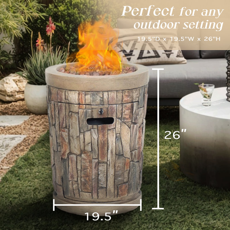 26" Stone Look Fire Column