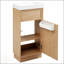 Meuble-lavabo de 15,75 po avec lavabo en résine réversible, armoire en panneau de fibres à densité moyenne, tablette réglable, porte à pousser, finition grain de bois, idéal pour les petits espaces