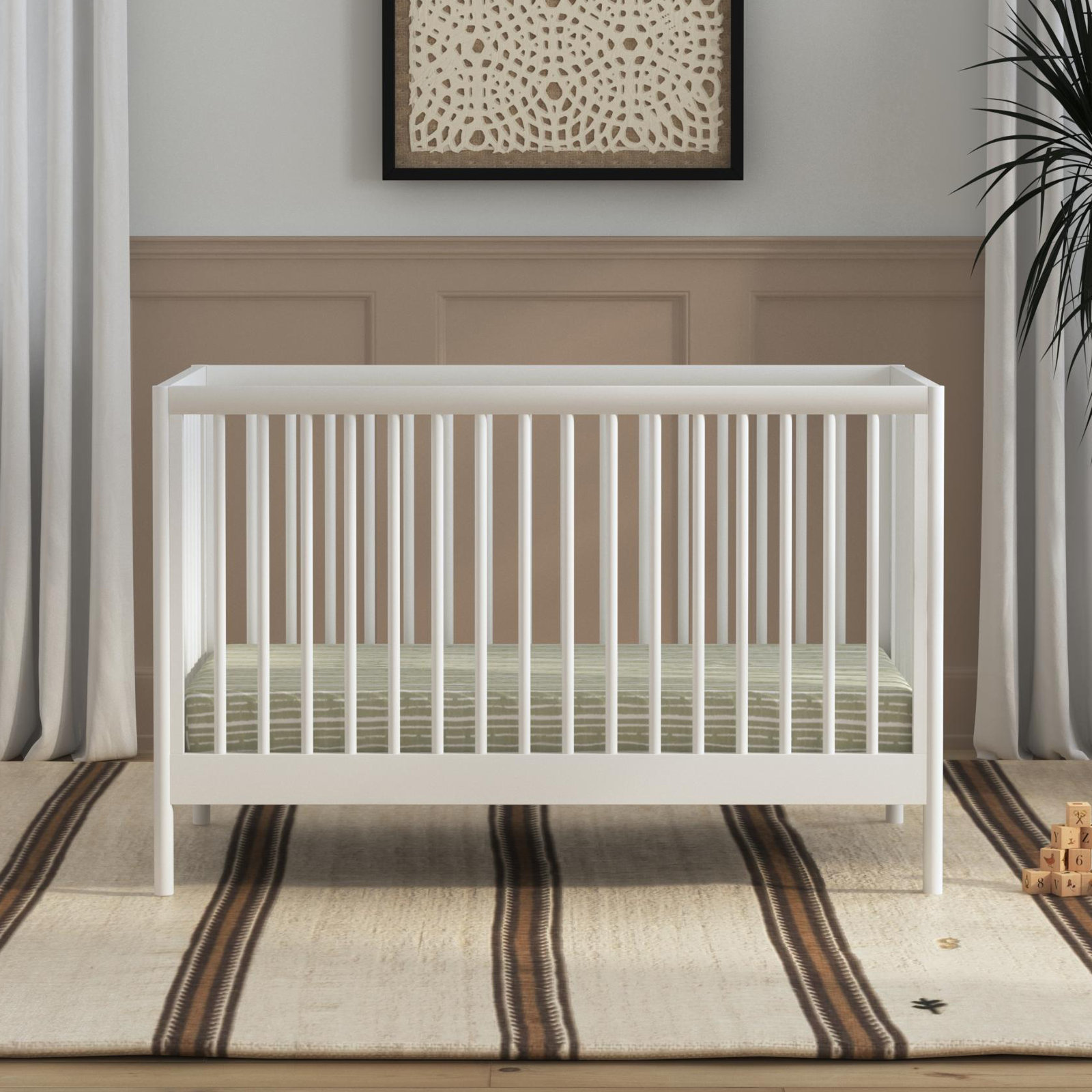 Birdie Pine 3-in-1 Convertible Crib, White