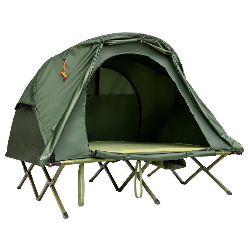 Outdoor 2-Person Outdoor Camping Tent with External Cover, Green