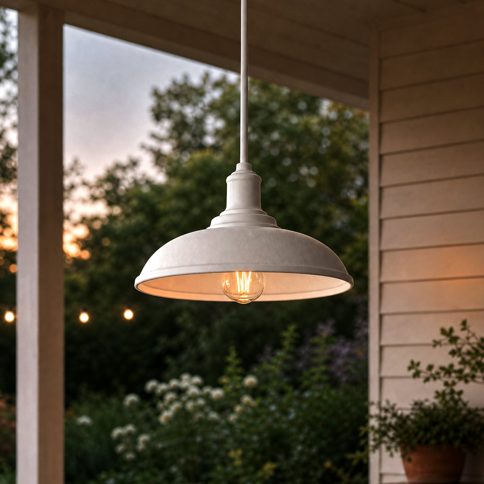 Florence Outdoor Hanging Light, White, White