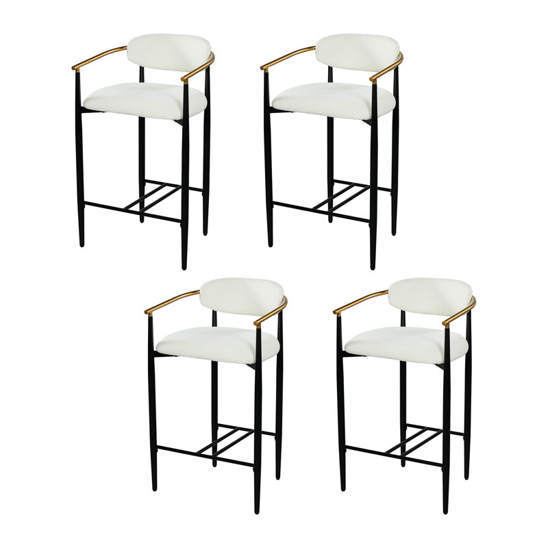 Tabourets de bar modernes COLAMY MATRIX, hauteur assise de 75 cm (29,5 po), pour comptoirs de 102 à 112 cm (40 à 44 po), blancs, ensemble de 4