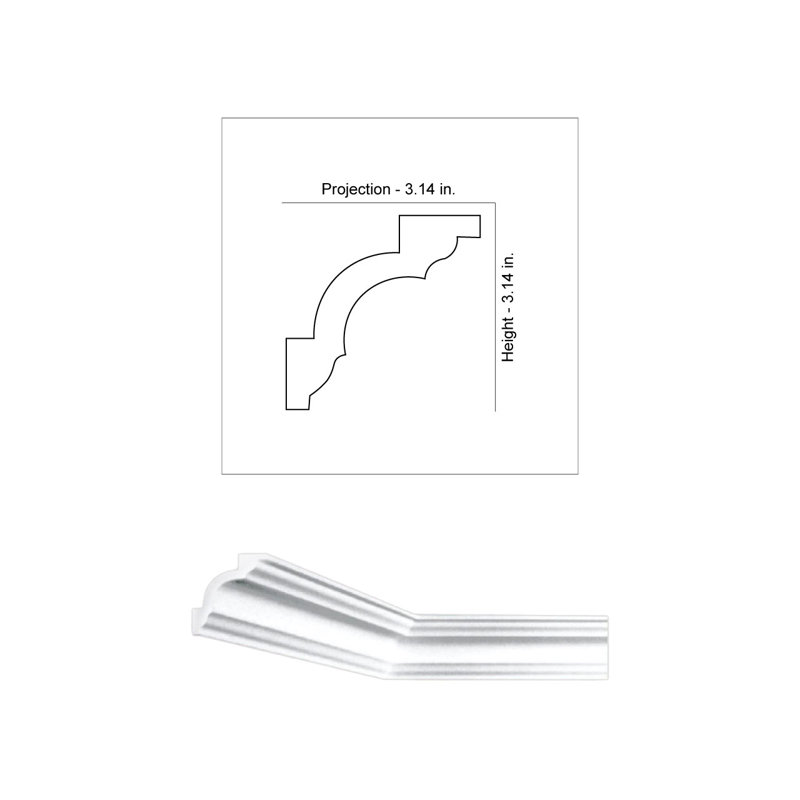 Marcos 78.74" White Styrofoam Crown Molding