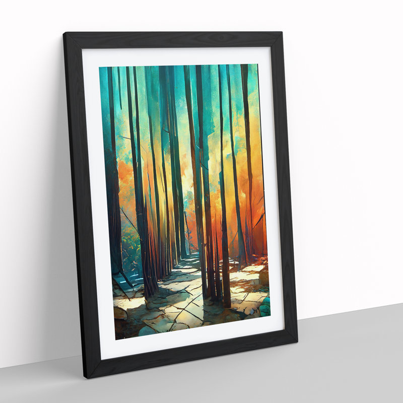 Unique Forest No.3 Abstract - Single Picture Frame Print, 64cm H x 46cm W x 2cm D, Black Framed