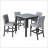 5-Piece Counter Height Dining Set Wood Square Dining Room Table And Chairs Stools W/Footrest & 4 Upholstered High-Back Chairs,Black