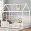 Lit plateforme simple en pin massif avec porte d'entrée pour chambre d'enfant, finition blanche