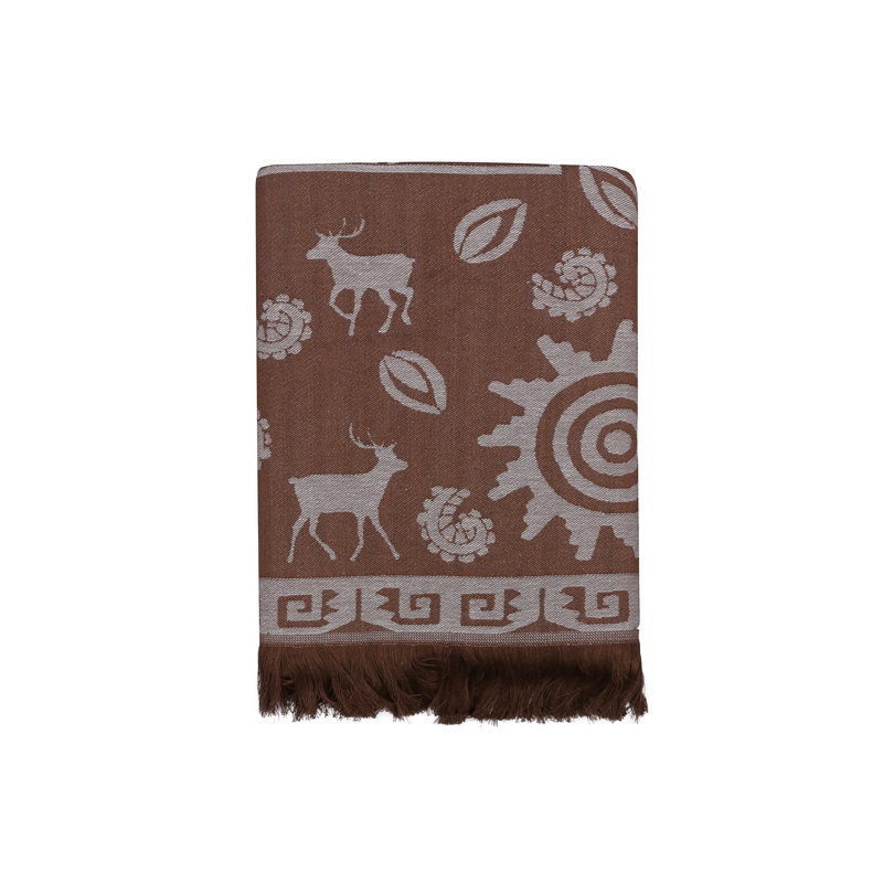 Serviette de plage 100% coton Lawlor, Brun / gris clair