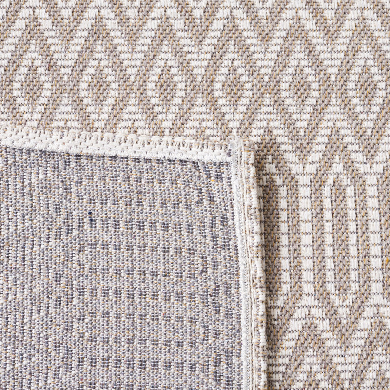 Martha Stewart 405 Cotton Geometric Rug in Cream, Rectangle 5' x 7'
