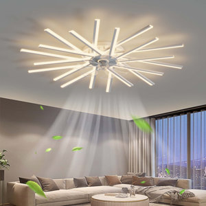 Dimmable and Timing 6 Gear Wind Speeds Sun Type LED Modern Ceiling Fan Light with Remote/APP Control