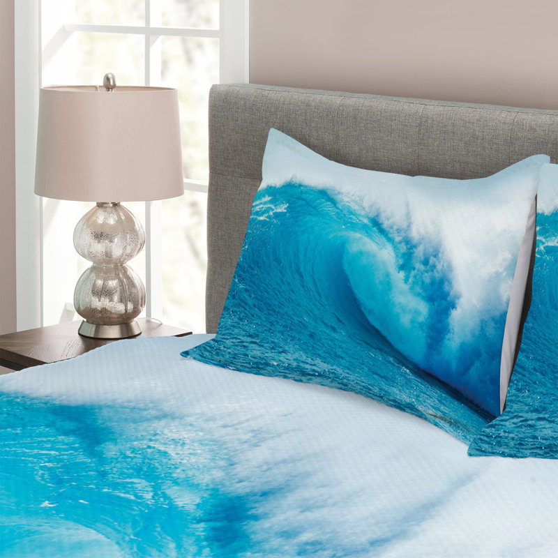 Ocean Bedspread Set with Shams, 220 x 264 cm
