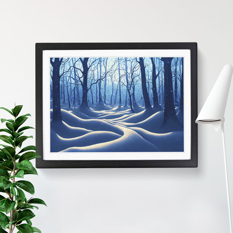Vivid Winter Forest - Single Picture Frame Painting, Black Framed, 25cm H x 34cm W x 2cm D
