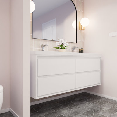 Azden 59.5" Wall-Mounted Double Bathroom Vanity Set