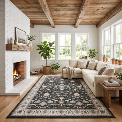 Tapis floral rétro vieilli