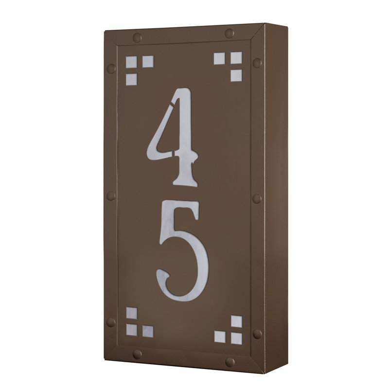 Plaque d'adresse murale personnalisable 12 V pour 1 à 2 chiffres, Bronze thermolaqué / blanc, Oui