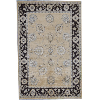 Tapis doré et brun de haute qualité noué à la main Ziegler