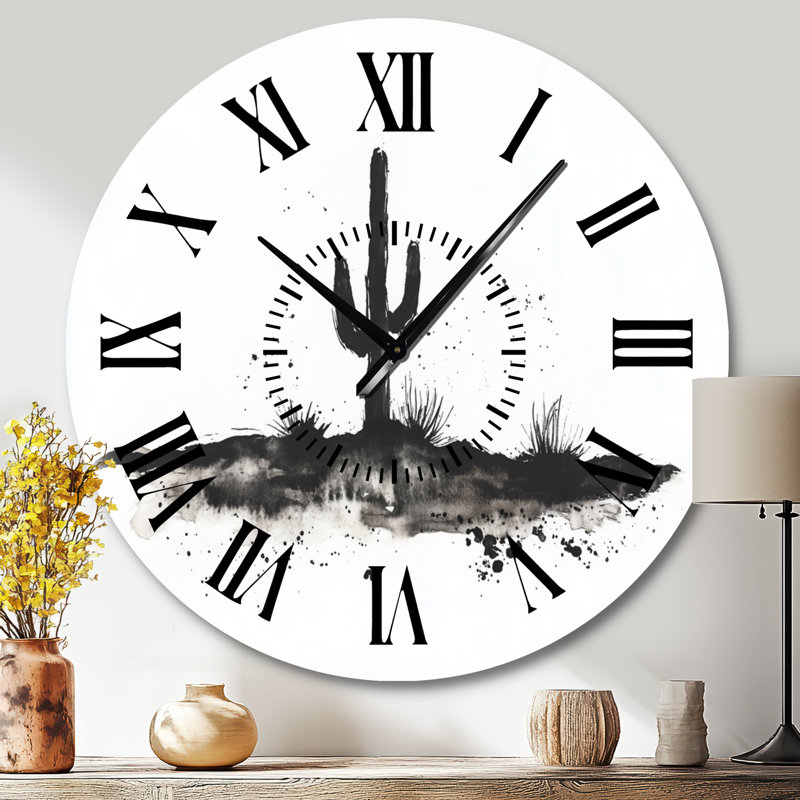 Horloge murale Cactus Silhouette Minimalist - Southwestern, Grand