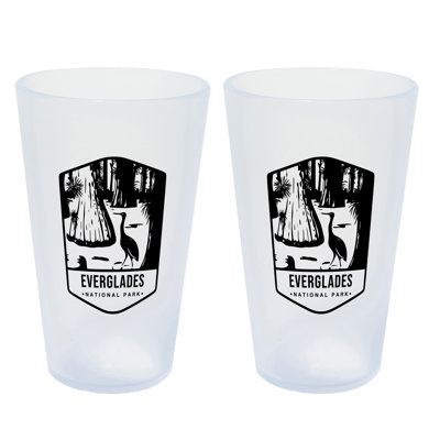 Silipint: Everglades National Park Pint Glasses: 16oz: 2 Pack - Themed Print Icicle Silicone Cups, Unbreakable