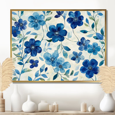 Blue Wildflowers Wall Art, Meadow Canvas Decor, Frayden