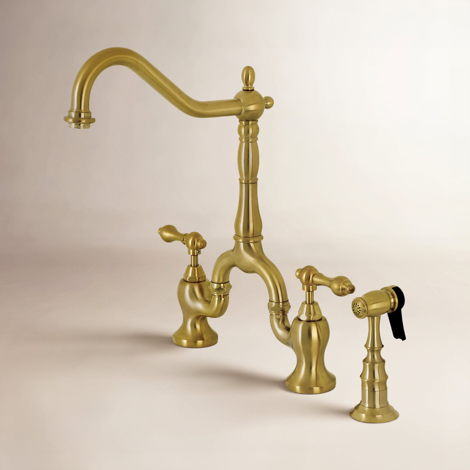 Kingston Brass English Country Bridge Faucet, Brushed Brass