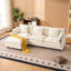 Beige en forme de L avec rembourrage de lit modulaire rembourré en lin 3 po