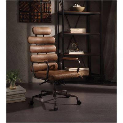 Chaise de bureau pivotante rétro avec élévateur pneumatique brun