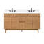 Aaston 61 In. Double Sink Bathroom Vanity In Natural Teak With White Engineered Stone Top-121164122