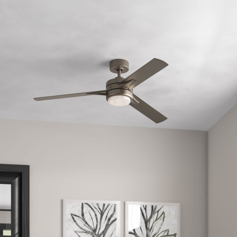 52" Indoor Integrated LED Propeller Ceiling Fan with Remote