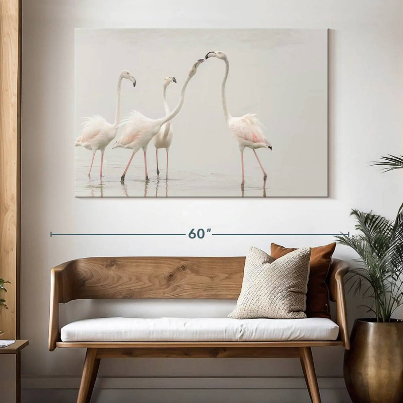 Brampt Pristine White Flamingos, 34" H x 51" W