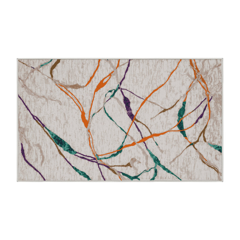Machine Washable Beige Area Rug, Runner 2' x 5'