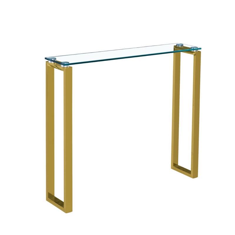 Console en verre Berlind, Doré, H 30 po x l 36 po x P 8 po
