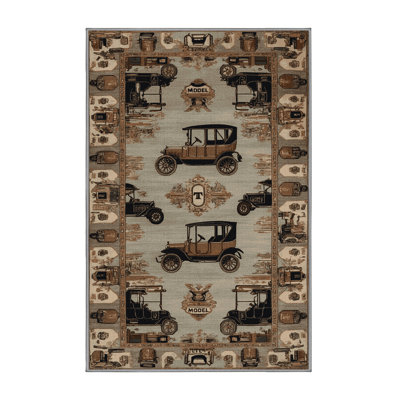 Machine Washable Transportation Gray Area Rug