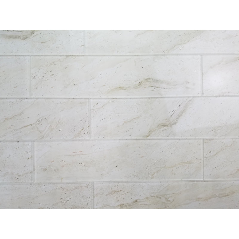 Nature 4 in. x 16 in. Marble Look Glass Straight Edge Large Format Subway Decorative Kitchen & Bathroom Wall Tile
