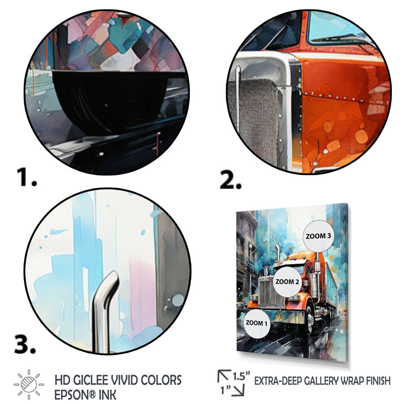 Semi-camion Urban Warrior III, reproduction d'art sur toile, H 40 po x l 30 po x P 1,5 po, Cadre photo noir
